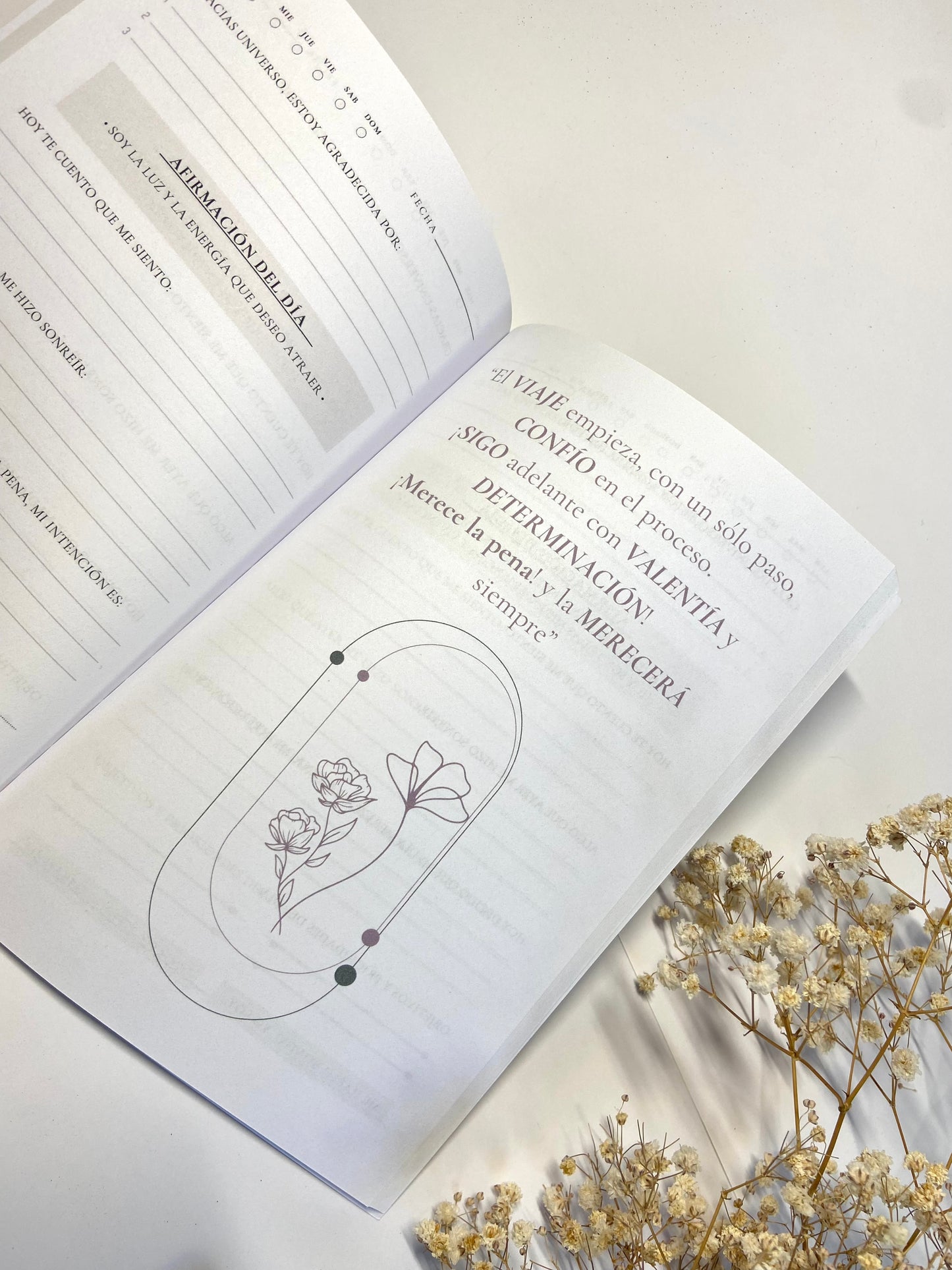 Journal de Gratitud Flor Corto Rosa Palo