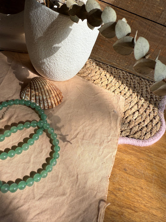 Pulsera Aventurina Verde 6mm (Abundancia, crecimiento y Nuevas oportunidades)