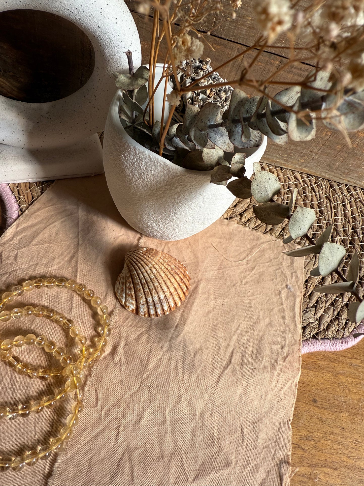 Pulsera Citrino calentado 6mm (Energía, Éxito y Abundancia)