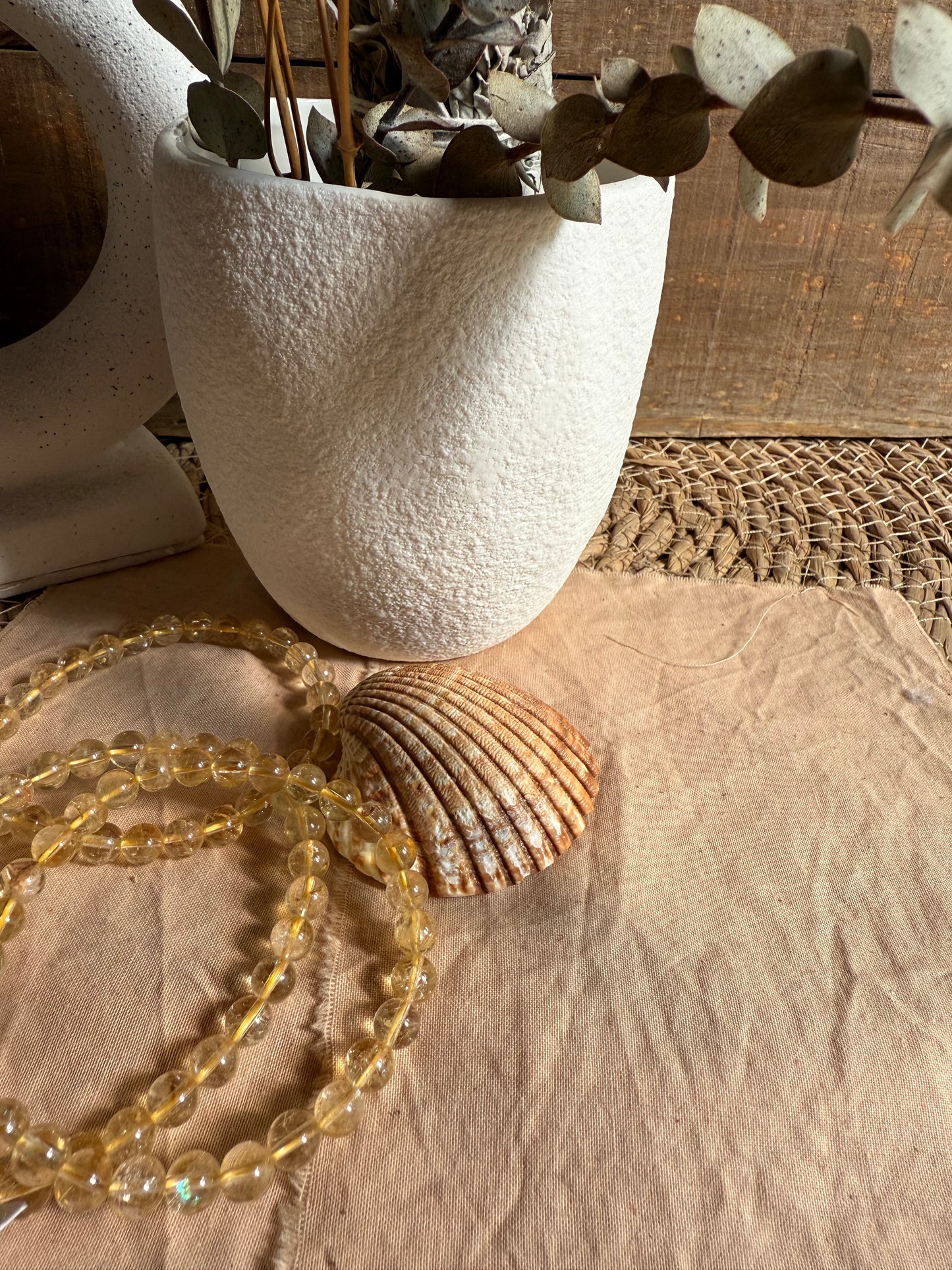 Pulsera Citrino calentado 6mm (Energía, Éxito y Abundancia)