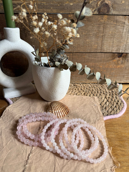 Pulsera Cuarzo Rosa 8mm (Amor, Armonia y Sanación emocional)